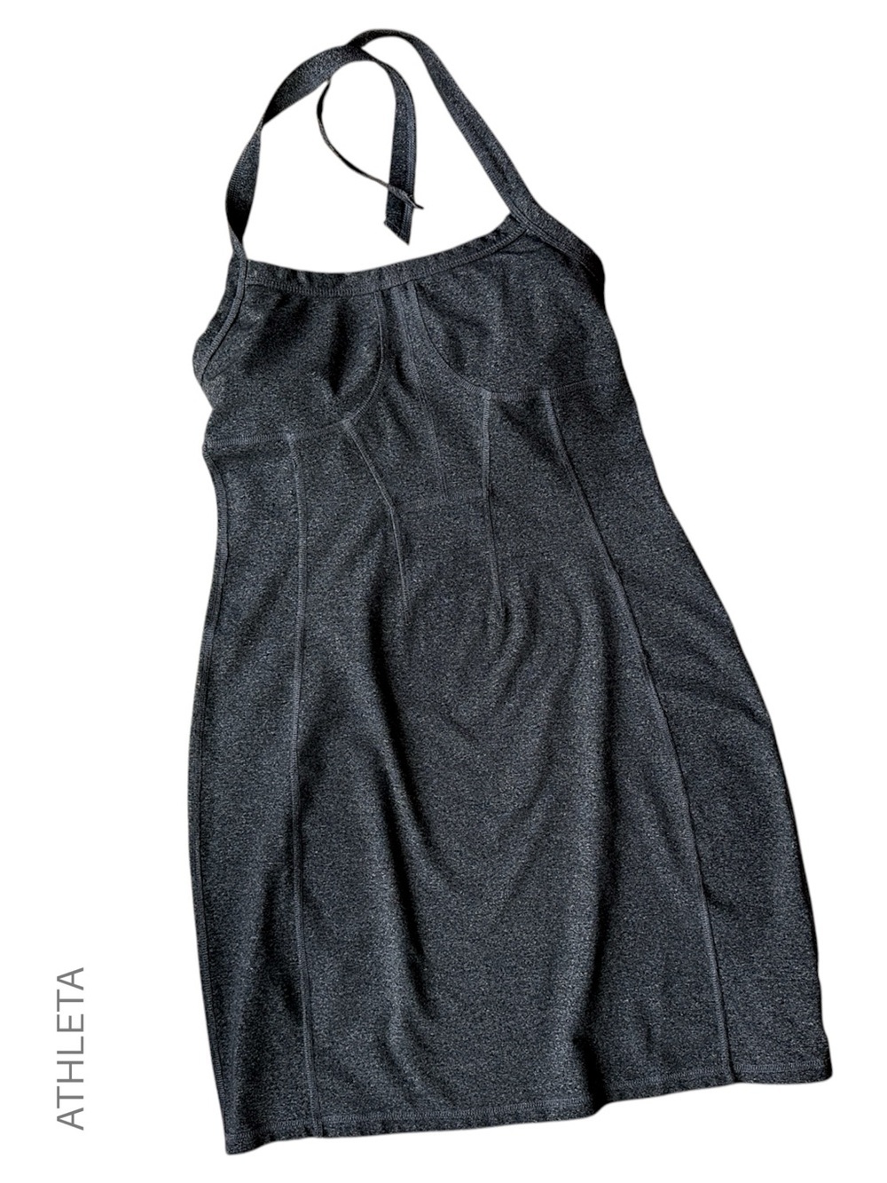 ATHLETA MODRA BLACK HALTER NECK ACTIVE DRESS SHELF BRA UPF 50 STRETCH YOGA | 8